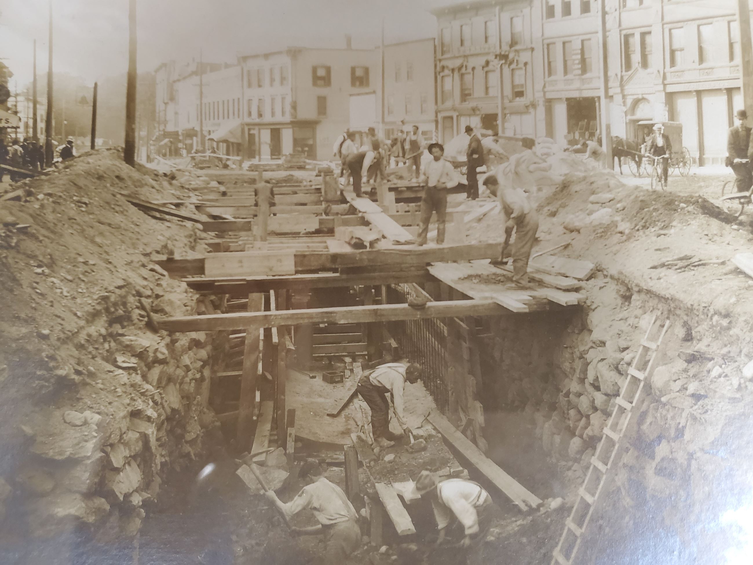 Old Black and White Picture of the Construction of the Perley Canal