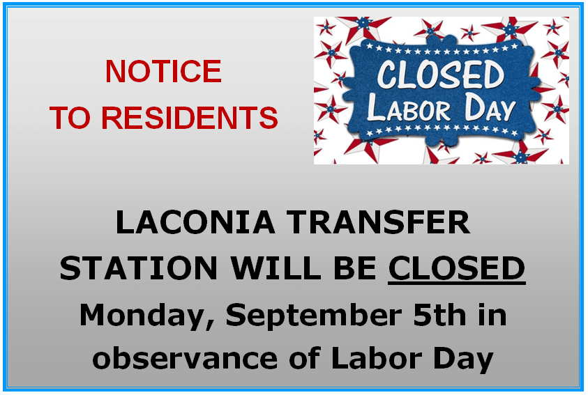 Transfer Station Closed Labor Day
