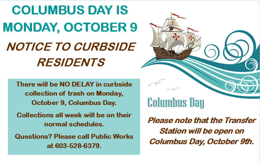 Columbus Day No Delay Trash Pickup 2023